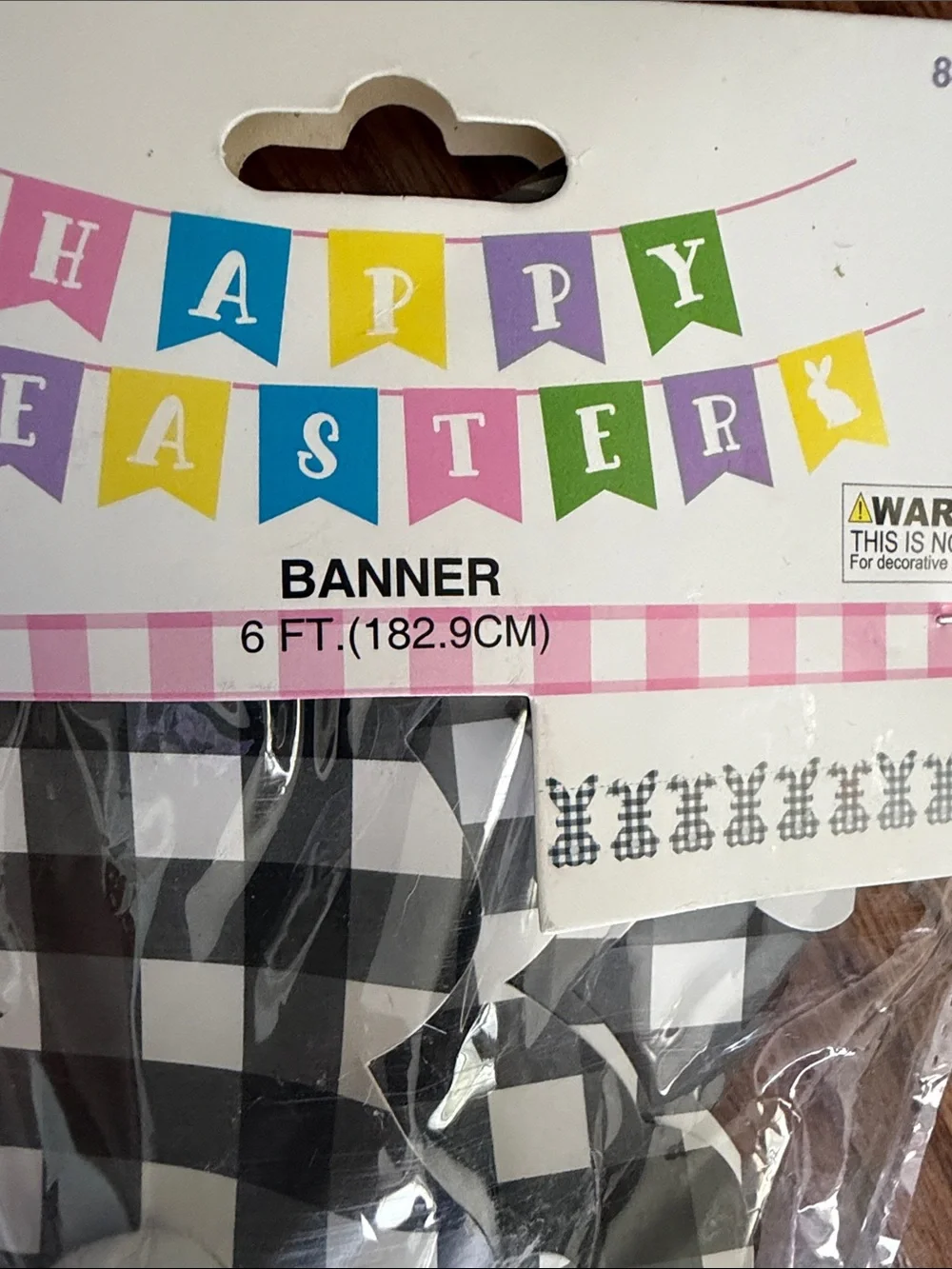 Hobby Lobby Black & White bunny Easter Buffalo Check Party Banner